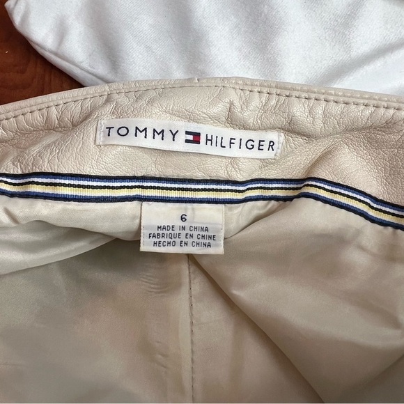 Stunning Vintage 90’s TOMMY HILFIGER Cream Soft Leather Slacks - Picture 7 of 8